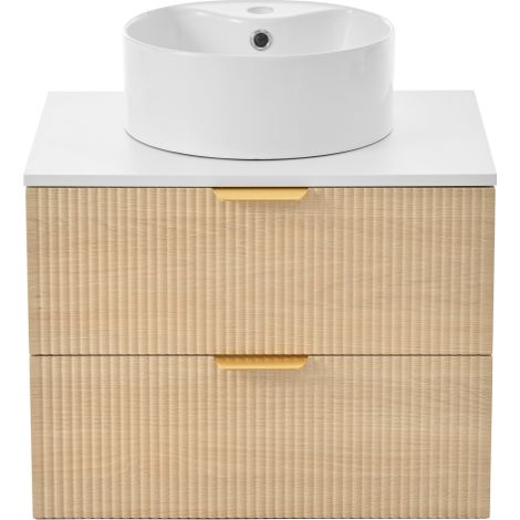Meuble salle de bain mural 60 cm vasque céramique 2 tiroirs suspendu