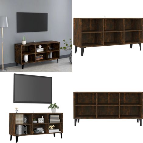 Meuble TV avec pieds en métal Chêne fumé 103,5x30x50 cm - meuble TV - meubles TV - Home & Living (1/5)