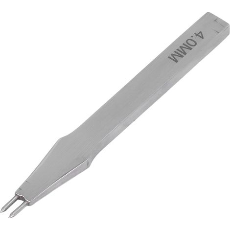 Grattoir rond en cuir poli miroir, poinçon à 2 dents 4mm en acier rapide, outil de maroquinerie avec manche brillant, perforateur à pointes pour cuir (1/5)