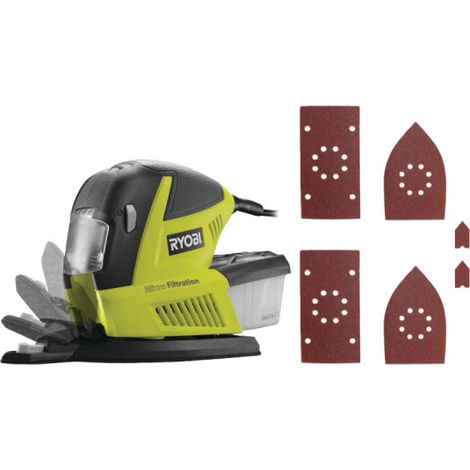 Confezione RYOBI Levigatrice multifunzionale RMS180-SA30 - 180W - 60 abrasivi autoserranti