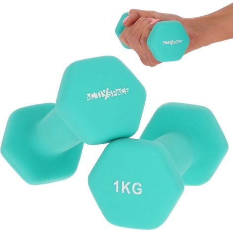 Mancuernas de 2 x 1 kg para ejercicios - pesas de neopreno