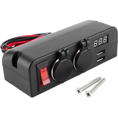 Prise allume-cigare 3-en-1 avec chargeur USB voiture, voltmètre et adaptateur multifonction (1/5)
