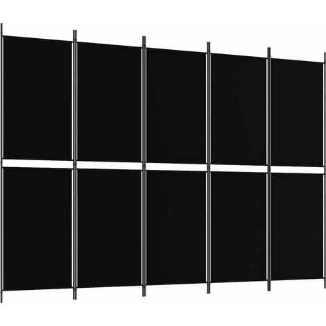 vidaXL Biombo divisor de 5 paneles de tela negro 250x180 cm (1/2)