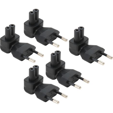 5 Pièces Adaptateur EU vers IEC320 C7, Fiche Mâle EU à Fiche Femelle C7, Connecteur Coudé 125‑250V (1/5)