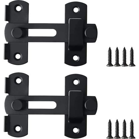 Serrure de porte d'entrée, serrure coulissante en deux parties, serrures à angle droit, serrure de porte en acier inoxydable, noire (1/5)