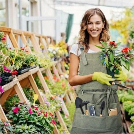 Tablier - Toile 16 oz - Pour Peinture Menuiserie Jardinage Cuisine - Réglable M à XXL - 125,2 x 64 cm - 1 Pièce (1/4)