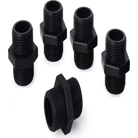 5 pièces 3/4 "BSP connecteurs mâles à mâles, raccords de tuyauterie à mamelon hexagonal en PVC , Plage de fonctionnement , 0-0 , 5 MPA , 0-60 °C.