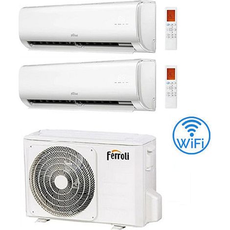 Climatizzatore Condizionatore Ferroli Serie Giada Wifi R32 Dual Split 12000 + 12000 BTU con U.E. 2CP001QF 21000 BTU 21-3 Classe A++/A+ NOVITA' 2023 (1/4)