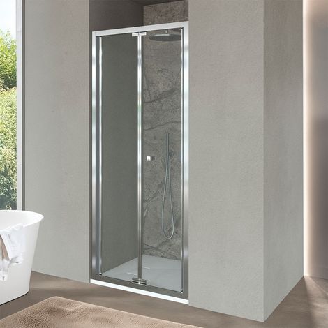 Porta doccia nicchia 80 cm a soffietto con vetro in cristallo trasparente Ted (1/5)