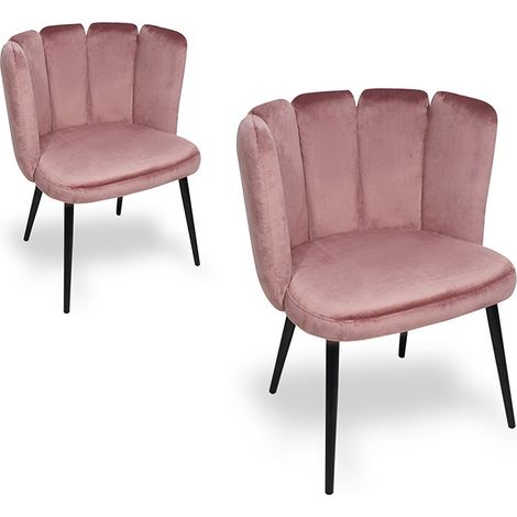 MEUBLER DESIGN Chaise De Salle À Manger X2 Belair - Rose, Velours, Métal, Style Art déco, 60 x 53 x 75 cm (1/5)