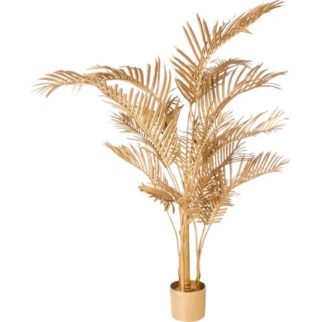 Planta artificial en maceta de material sintético 160 cm palmera accesorio interior dorado Areca Palm