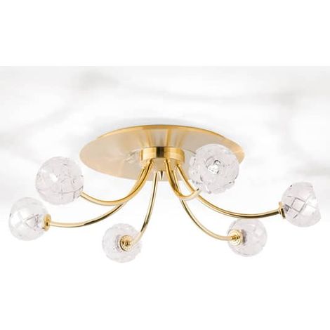[NEUWERTIG] B-Ware Orion Bleikristall Deckenlampe Maderno Deckenlampe Deckenlicht G9 Gold 57cm