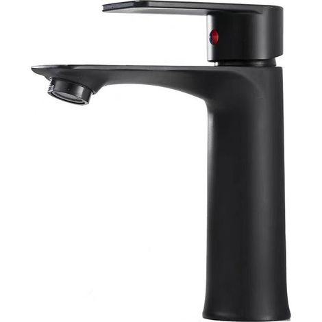 Robinet de lavabo noir, mitigeur monocommande au design épuré (1/5)