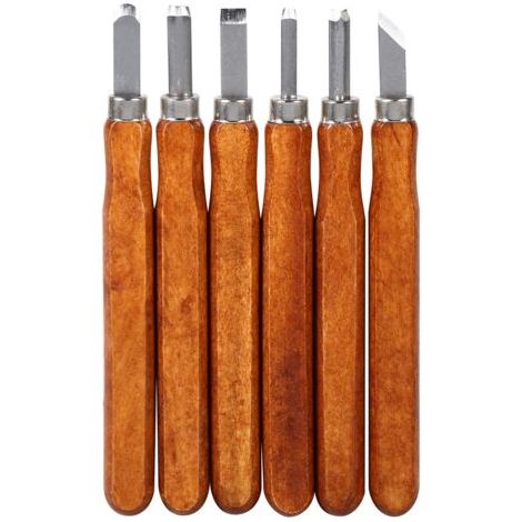 Ensemble d'outils de sculpture sur bois, couteau, mini-ciseaux en acier avec manche, kit de loisirs créatifs (6 pièces). (1/5)