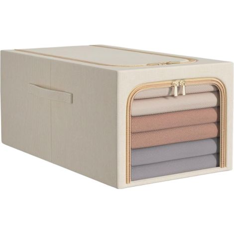 Bolsa de almacenamiento/mudanza plegable con ventana transparente, adecuada para ropa, ropa de cama, mantas, etc. (caqui, 30x45x23 cm) (1/5)