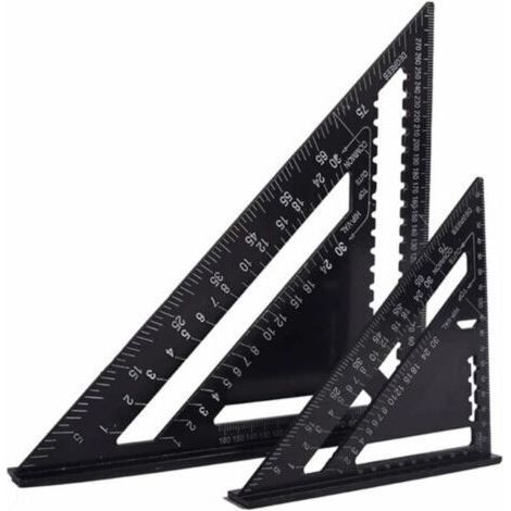 FENOPLASTICAEquerre Menuisier Multifunctions 18cm et 30cm, Metal Aluminium Triangle Règle Équerre Guide Raporteur Angle 45 90 Degres/Outillage Charpentier/Outil Traçage Guidage Menuiserie Bois (1/4)