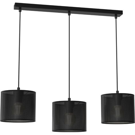 Suspension barre noire grille Loft Shade 3xE27 Luminex