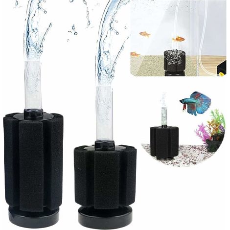 royaluxe - Aquarium Betta Filtre, éponge Filtre biochimique, Aquarium Fish Tank Mini Filtre, Aquarium Accessoires pour Fish Tank Poissons Crevettes Elevage Oxygèneen (Noir),,2 pièces (1/5)