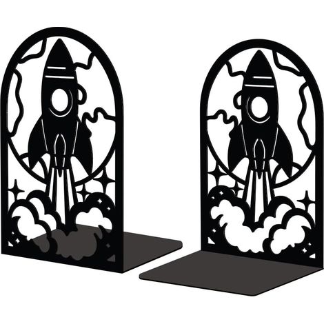 Lot de 2 Serre-Livres Métal Fusée Décoratif (1/5)