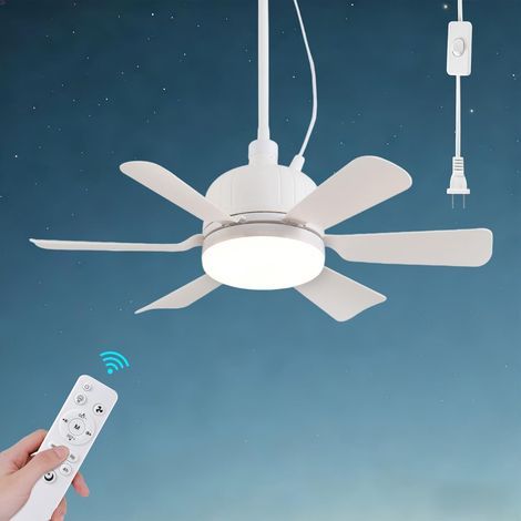 Vakuum-Ventilateur de plafond extérieur AHAWILL avec éclairage, ventilateur de gazebo 45,7 cm (18 po) avec crochet de suspension, ventilateur à brancher, intensité variable 3 CCT, ventilateur portable (1/5)