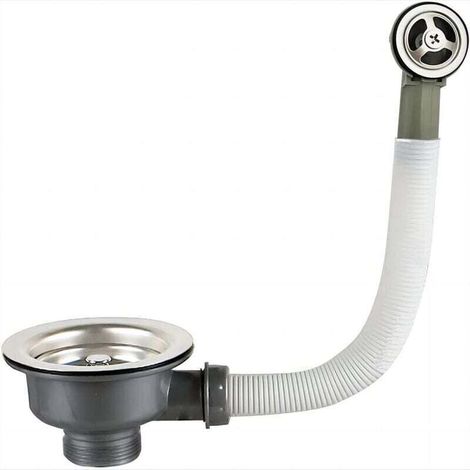 Bonde D'évier avec Trop Plein Panier Inox 114 mm 1½", Acier Inoxydable + ABS, Bonde + Panier