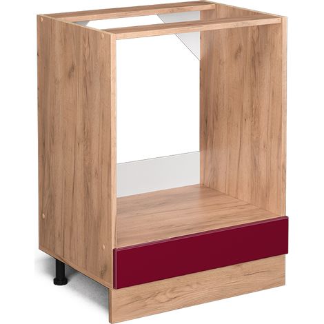 Herdumbauschrank R-Line, Bordeaux Hochglanz, 60 cm ohne Arbeitsplatte, Vicco