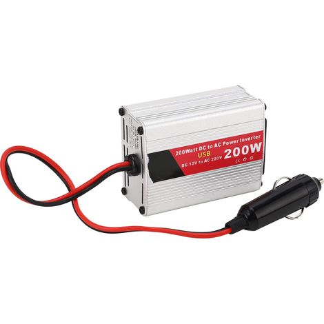 Onduleur de Voiture 200W DC12V vers AC220V avec 2 Ports USB et 1 Prise Secteur, Charge Rapide, Convertisseur de Puissance pour Véhicule (1/5)