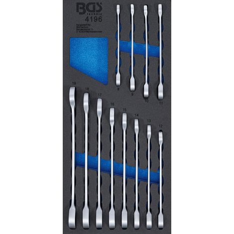Insert de servante d'atelier 1/3: Jeu de clés mixtes à cliquet 8 - 19 mm 12 pièces BGS (1/4)