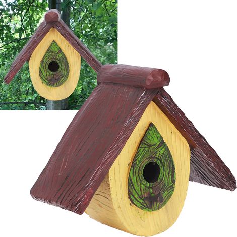 Nichoir à colibri coloré, décoration extérieure pour arbre de jardin, artisanat en résine, à suspendre sur terrasse, jaune (1/5)