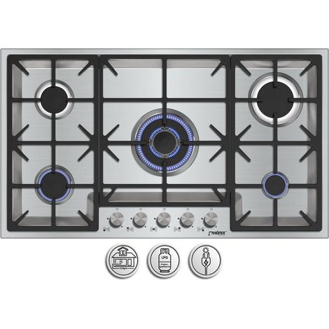 Phönix PS-905FL flächenbündiges Gaskochfeld 5 flammig Edelstahl 90cm