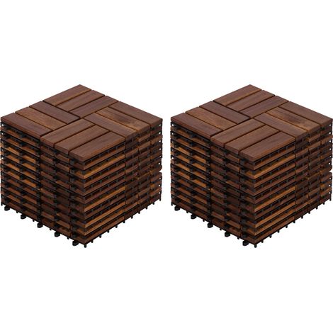 Dalles de terrasse clipsables en bois brun pour balcon, jardin, terrasse et bord de piscine, revêtement de sol extérieur à poser soi-même CHICFURN (1/5)