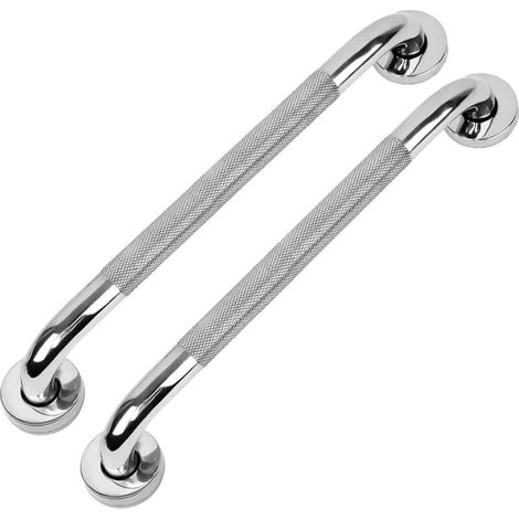 Rutschfester Haltegriff fürs Badezimmer mit gerändeltem Griff (2er-Set, 40 cm, silber) (1/5)