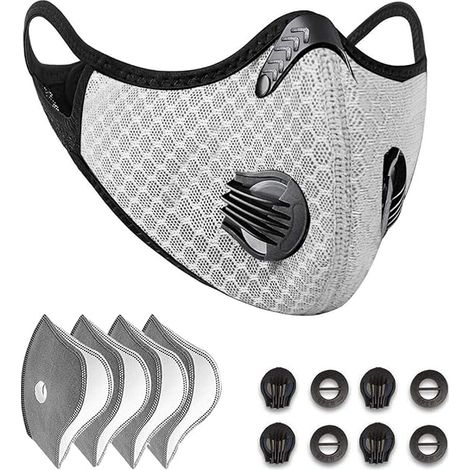 Antipoussière réutilisable M, Protection Sportive M, avec Filtre à Charbon Actif et Valve/pour activités Moto en extérieur (Noir) (1/5)