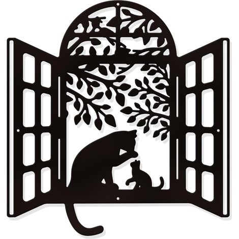 Wanddekoration für Katzenfenster, Metall, Kunst, Zuhause, Schlafzimmer, Wohnzimmer, Büro, Hotel, Wanddekoration