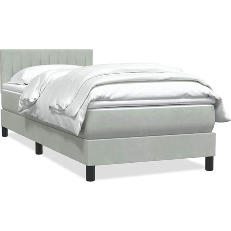 Boxspringbett mit Matratze Hellgrau 80x220 cm Samt