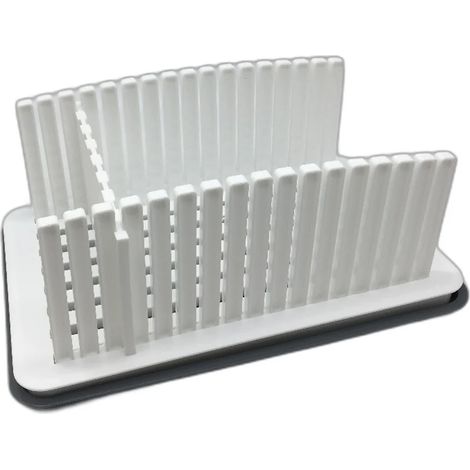 Trancheuse à pain compacte avec ramasse-miettes, outil de tranchage uniforme pour plan de travail de cuisine blanc (1/5)