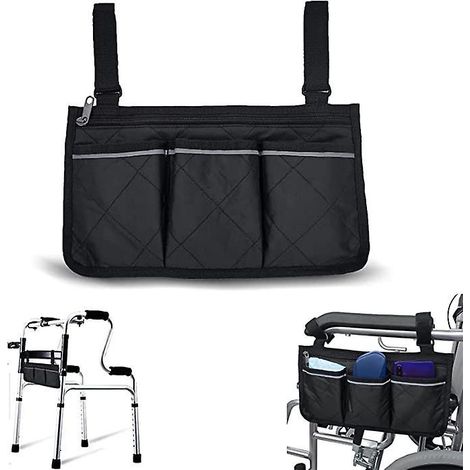 sac Pour Fauteuil Roulant Avec Poche (noir) - Poche Latrale Pour Accoudoir Tanche Universel Pour Fauteuil Roulant Lectrique, Scooter Mobile, Rteli (1/5)