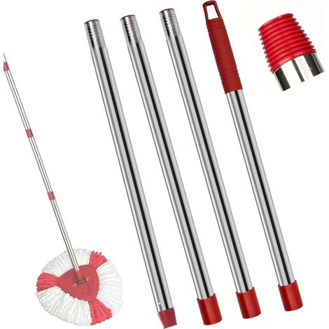 Replacement Handle Compatible with Broom, Adjustable in 4 Sections, Telescopic Floor Cleaning Accessory (1/5)