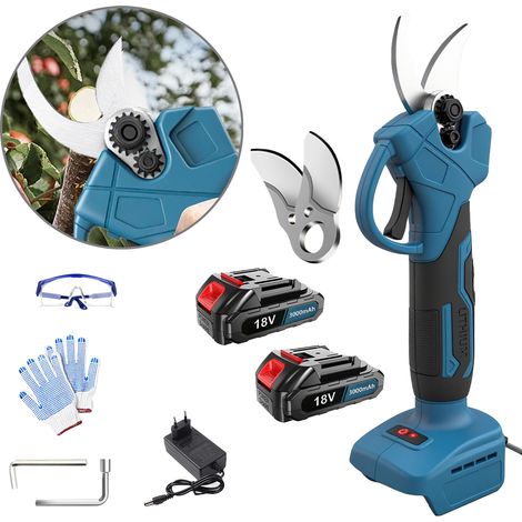 Sécateur Électrique Sans Fil 18V Professionnel, Coupe 25mm, 2 Batteries 3000mAh, Lame de Rechange + Kit Complet, Outil de Taille pour Jardin, Arboriculture, Viticulture (1/5)