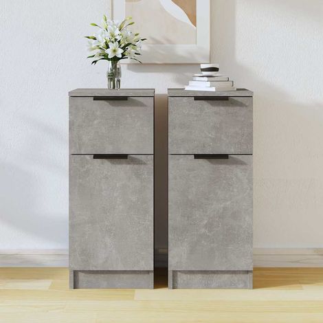 Lot de 2 Buffets Bahut Meubles de rangement Commode Gris béton 30x30x70 cm Bois d'ingénierie BV673140 - BonneVie (1/5)