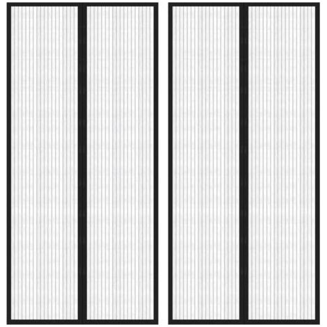 Rideaux de porte anti-insectes 2 pcs et aimants noir 220x110 cm (1/5)