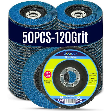 Dapetz ® Flap Discs Zirconia Oxide 120 Grit 115mm (4.5 inches) Sanding Grinding Wheels Disc for Angle Grinder Ideal for use Metal, Wood, and Stainless Steel - 50X (1/5)