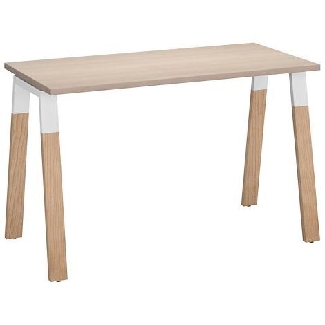 Bureau droit indivuduel L 120 x P 60 cm piétement bois métal chêne clair - Arch - Maxiburo