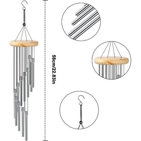 Windspiele für den Außenbereich aus Aluminiumrohren und Massivholz - Hängende musikalische Windspiele (1/3)