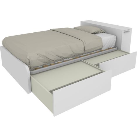 Letto una piazza e mezza 120x190 con contenitore - Ideale per camerette - Bianco (1/5)
