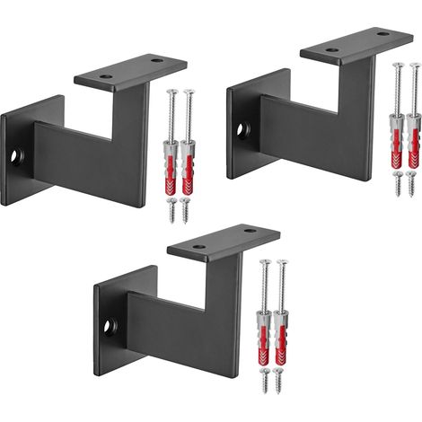 SOTECH Handlaufhalter PULSE 90° Stahl schwarz pulverbeschichtet 63 x 81 x 78 mm Geländerhalter flach Halter für Treppengeländer, 3er Set