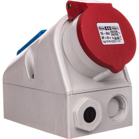 Prise fixe combinée 16A 5P 400V + 2P+Z 230V IP44 1015