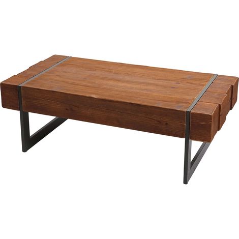 Couchtisch HHG-898a, Wohnzimmertisch, Tanne Holz rustikal massiv 40x120x60cm braun