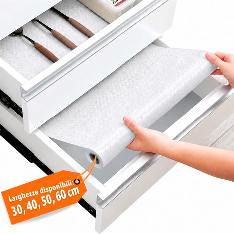 Relaxdays Tappetino per cassetti tagliabile, antiscivolo, impermeabile, universale, EVA, 40 x 600 cm, bianco
