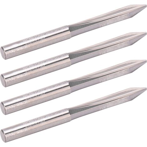Fraise à graver 30° 4 pièces, fraise 2 tailles en carbure de tungstène, coupe V CNC, foret 4x1,0x30°, outil de défonçage pour bois et métal (1/5)